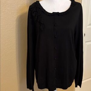 Talbots Black Knit Cardigan, Size Large, 70% Silk